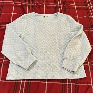 J Crew Sweatshirt Light Blue Waffle Knit Large
